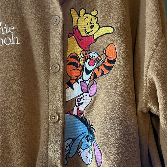 Disney Winnie the Pooh embroidered shacket in a brown fleece Size XL - Picture 5 of 6